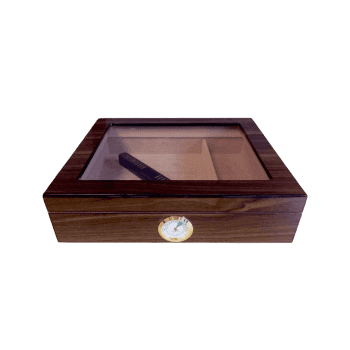 P&B Humidor Madera Walnut C/Vidrio SH-1435W para 20 Cigarros