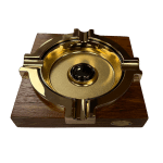 Cenicero de Madera y Metal Dorado